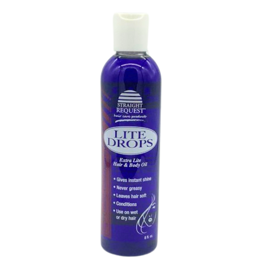 Straight Request Last Step Oil Sheen Spray BB for lightweight shine and moisture.