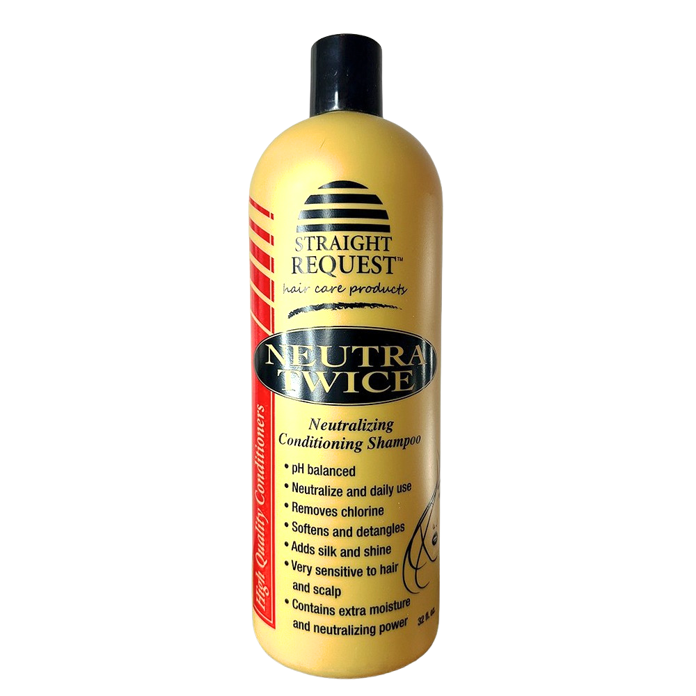 Straight Request Neutra Twice Shampoo, neutralizing and pH‑balancing cleanser for relaxed hair.