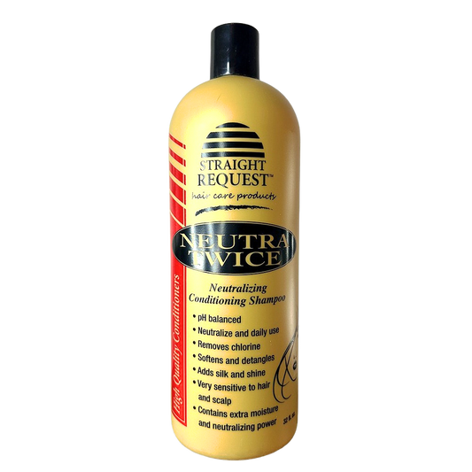 Straight Request Neutra Twice Shampoo, neutralizing and pH‑balancing cleanser for relaxed hair.