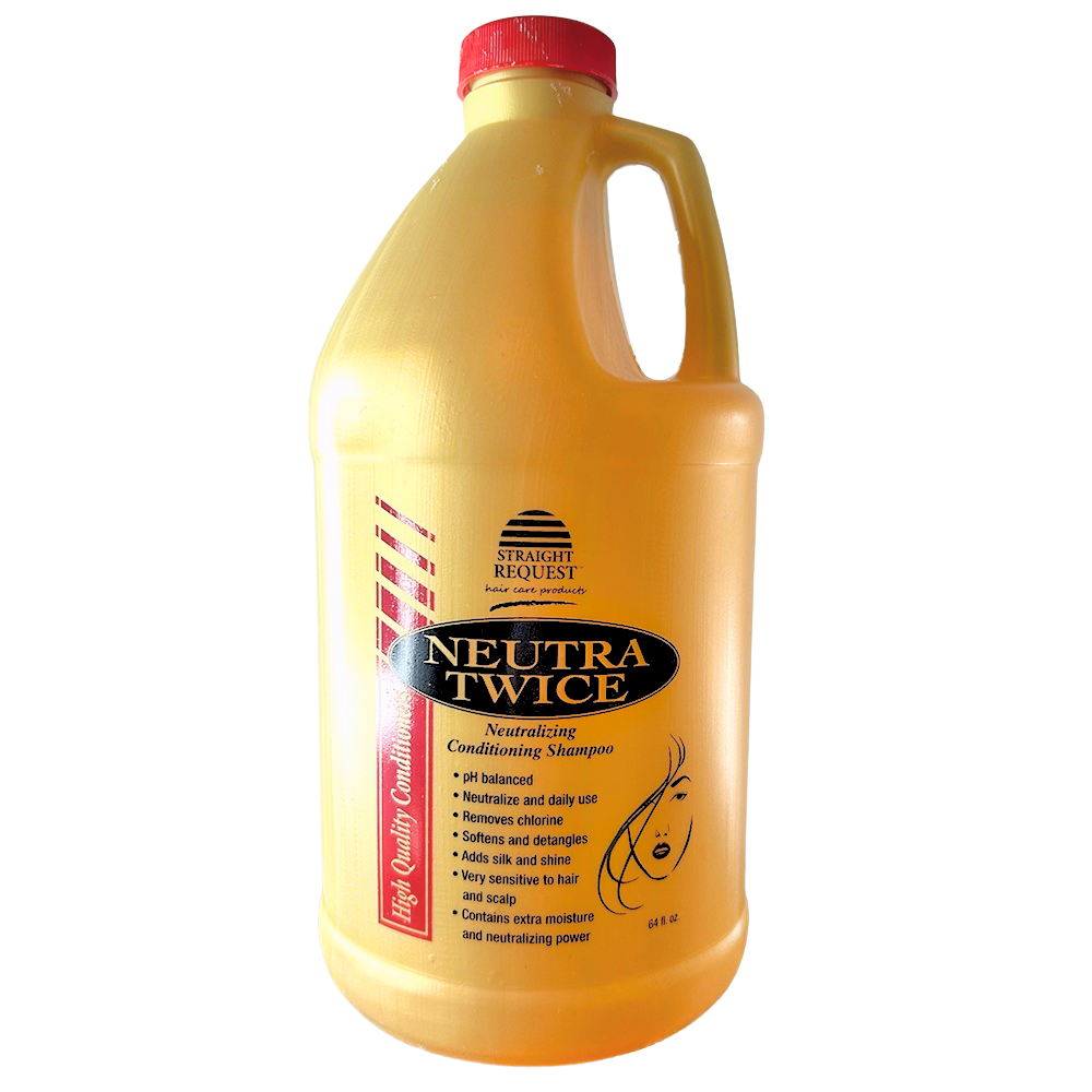 Straight Request Neutra Twice Shampoo, neutralizing and pH‑balancing cleanser for relaxed hair.