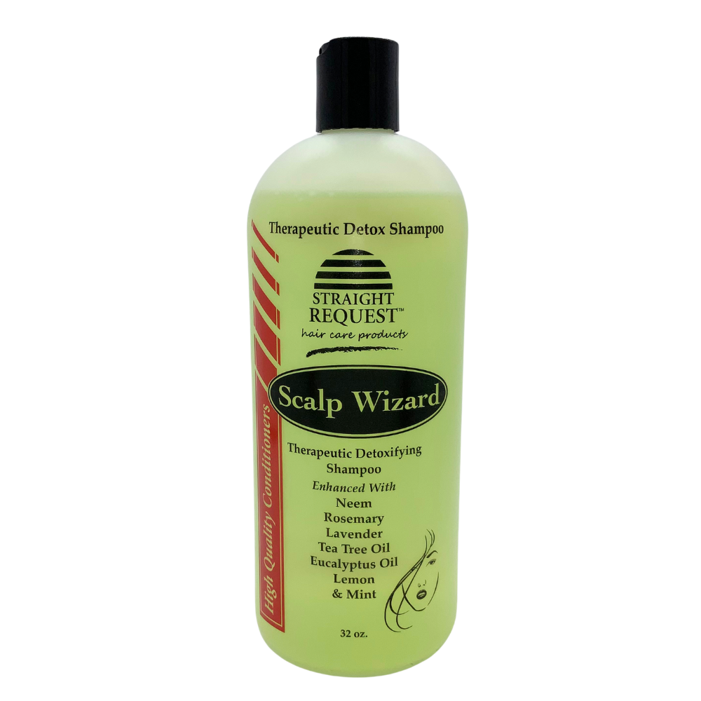 Straight Request Scalp Wizard Shampoo for deep cleansing and soothing the scalp.