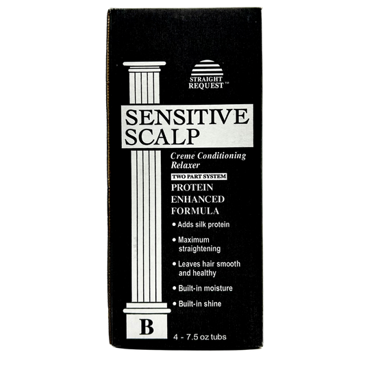 Straight Request Sensitive Scalp Moisture Enhanced Relaxer Kit for hydrating, gentle straightening on delicate scalps.
