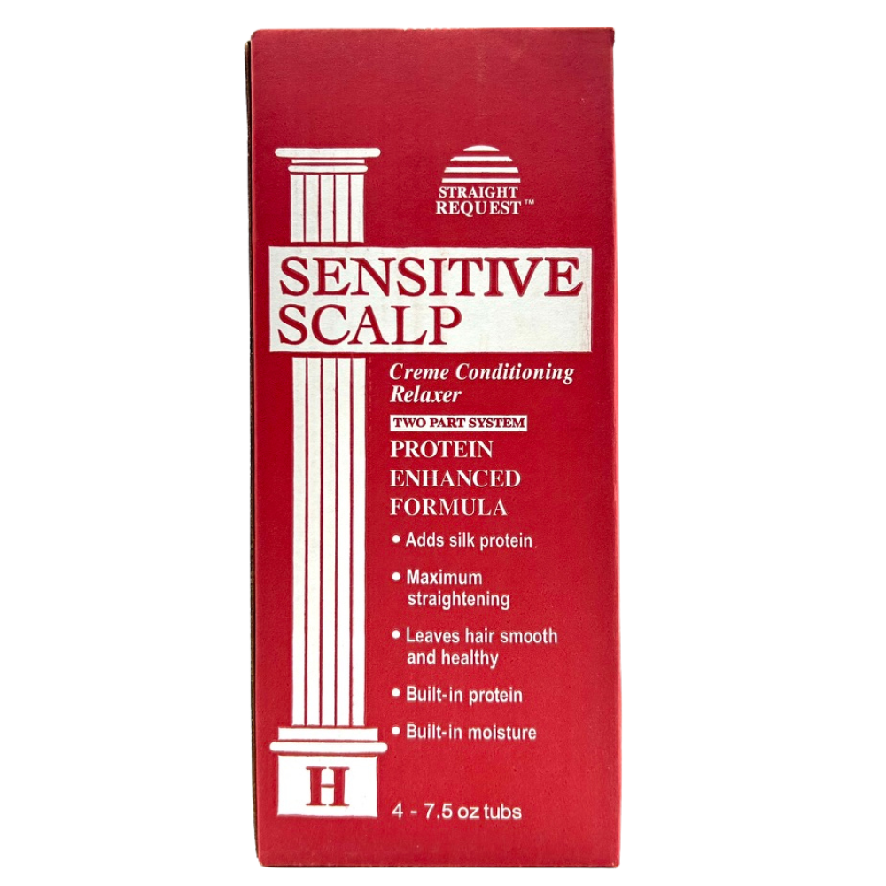 Straight Request Sensitive Scalp Protein Enhanced Relaxer Kit for gentle, strengthening relaxer results.